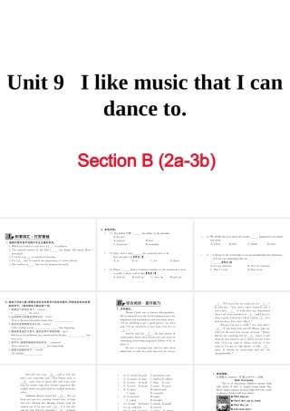 （黄冈专用）秋九年级英语全册 Unit 9 I like music that I can dance to Section B（2a-3b）习题讲评课件 （新版）人教新目标版-（新版）人教新目标版初中九年级全册英语课件