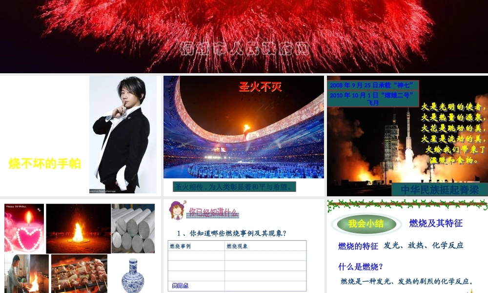 （骨干教师竞赛作品）初中化学 燃烧与灭火课件