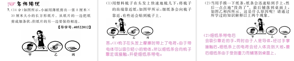 （黔西南地区）秋九年级物理全册 第15章 电流和电路 第1节 两种电荷习题课件 （新版）新人教版-（新版）新人教版初中九年级全册物理课件