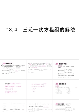 （黔西南专版）春七年级数学下册 第8章 二元一次方程组 8.4 三元一次方程组的解法作业课件 （新版）新人教版-（新版）新人教版初中七年级下册数学课件
