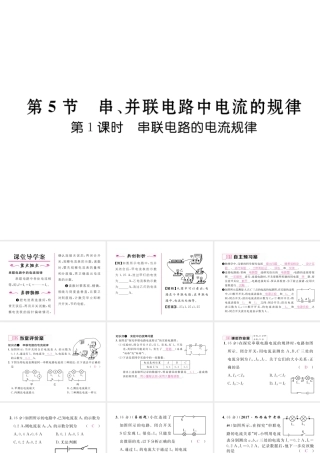 （黔西南地区）秋九年级物理全册 第15章 电流和电路 第5节 串、并联电路中电流的规律 第1课时 串联电路的电流规律习题课件 （新版）新人教版-（新版）新人教版初中九年级全册物理课件