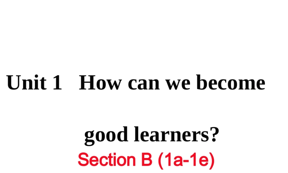 （黄冈专用）秋九年级英语全册 Unit 1 How can we become good learners Section B（1a-1e）习题讲评课件 （新版）人教新目标版-（新版）人教新目标版初中九年级全册英语课件