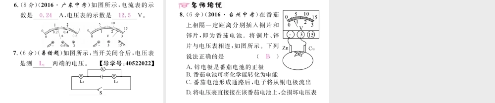 （黔西南地区）秋九年级物理全册 第16章 电压 电阻 第1节 电压习题课件 （新版）新人教版-（新版）新人教版初中九年级全册物理课件