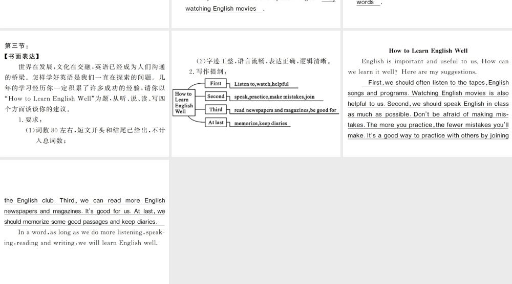 （黄冈专用）秋九年级英语全册 Unit 1 How can we become good learners写作小专题习题课件 （新版）人教新目标版-（新版）人教新目标版初中九年级全册英语课件