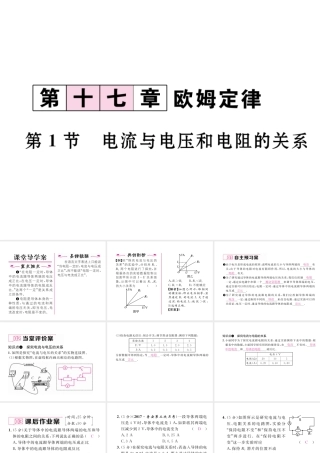 （黔西南地区）秋九年级物理全册 第17章 欧姆定律 第1节 电流与电压和电阻的关系习题课件 （新版）新人教版-（新版）新人教版初中九年级全册物理课件