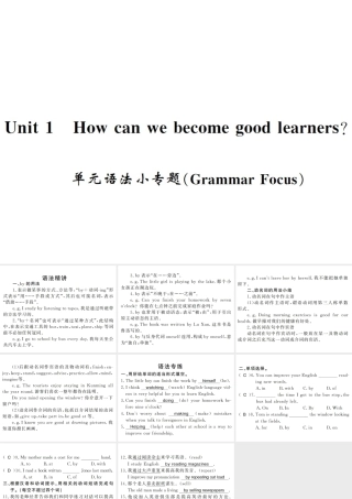 （黄冈专用）秋九年级英语全册 Unit 1 How can we become good learners语法小专题习题课件 （新版）人教新目标版-（新版）人教新目标版初中九年级全册英语课件