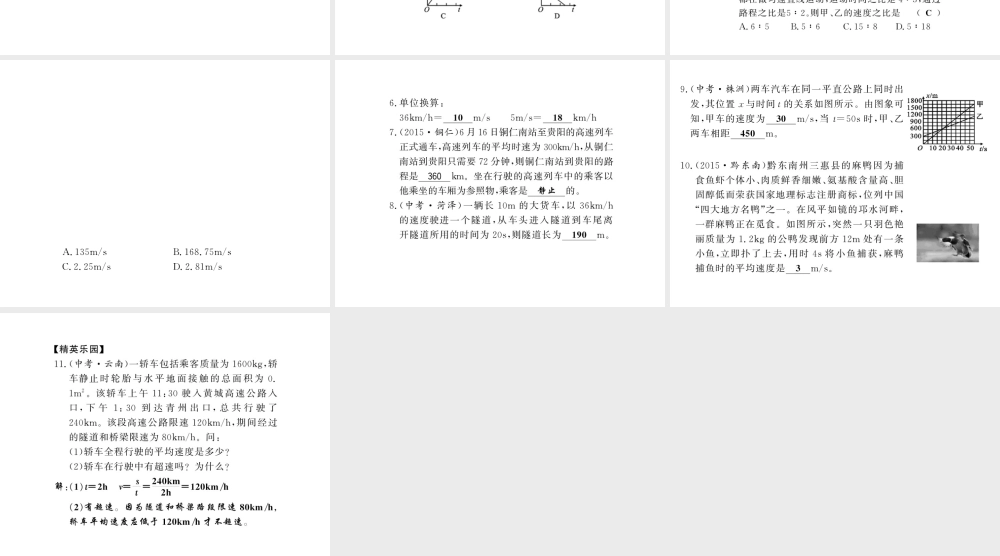 （黔东南专版）八年级物理上册 1.3 运动的快慢习题课件 （新版）新人教版-（新版）新人教版初中八年级上册物理课件