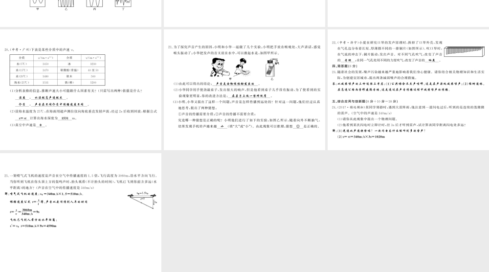 （黔东南专版）八年级物理上册 2 声现象综合测评卷课件 （新版）新人教版-（新版）新人教版初中八年级上册物理课件