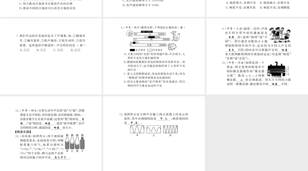 （黔东南专版）八年级物理上册 2.2 声音的特性习题课件 （新版）新人教版-（新版）新人教版初中八年级上册物理课件