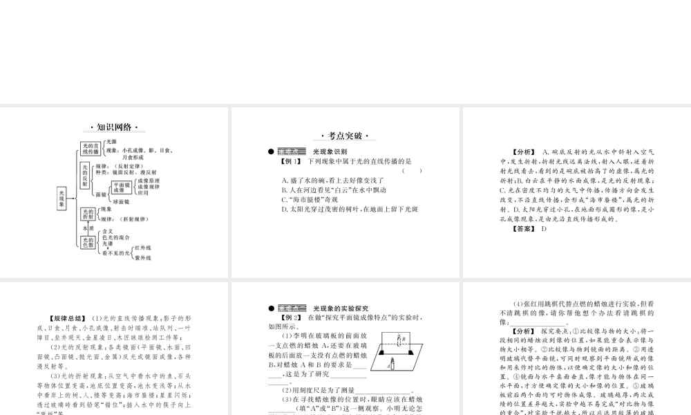 （黔东南专版）八年级物理上册 4 光现象整理与复习课件 （新版）新人教版-（新版）新人教版初中八年级上册物理课件
