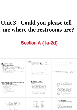 （黄冈专用）秋九年级英语全册 Unit 3 Could you please tell me where the restrooms are Section A（1a-2d）习题讲评课件 （新版）人教新目标版-（新版）人教新目标版初中九年级全册英语课件