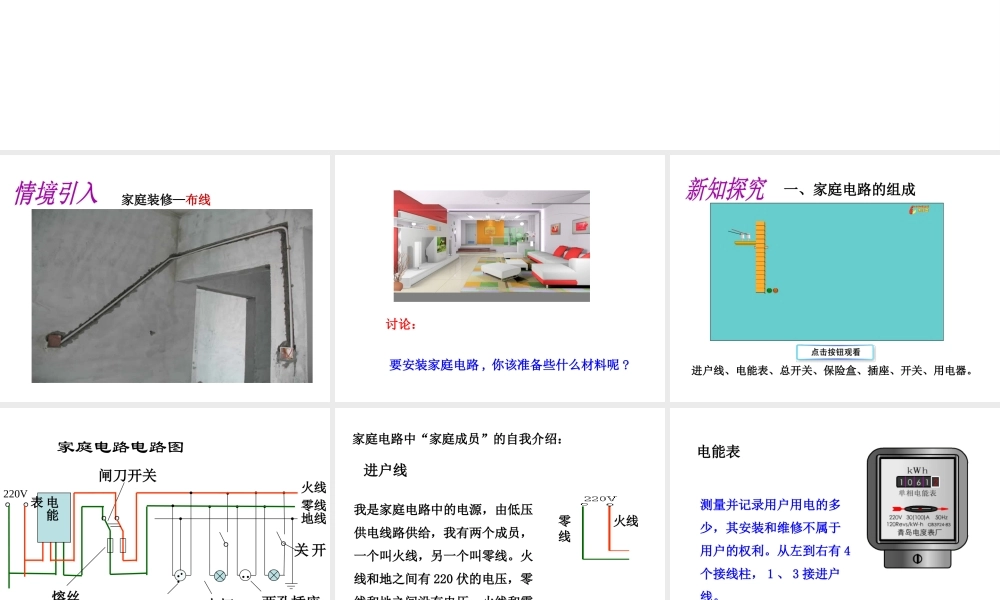 （黔西南地区）秋九年级物理全册 第19章 生活用电 第1节 家庭电路教学课件 （新版）新人教版-（新版）新人教版初中九年级全册物理课件