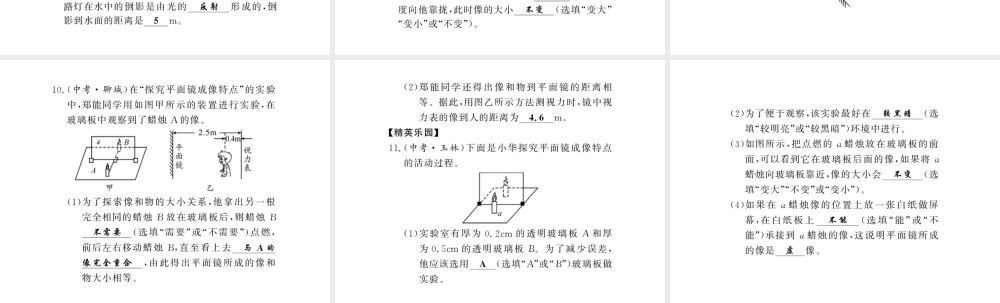 （黔东南专版）八年级物理上册 4.3 平面镜成像习题课件 （新版）新人教版-（新版）新人教版初中八年级上册物理课件
