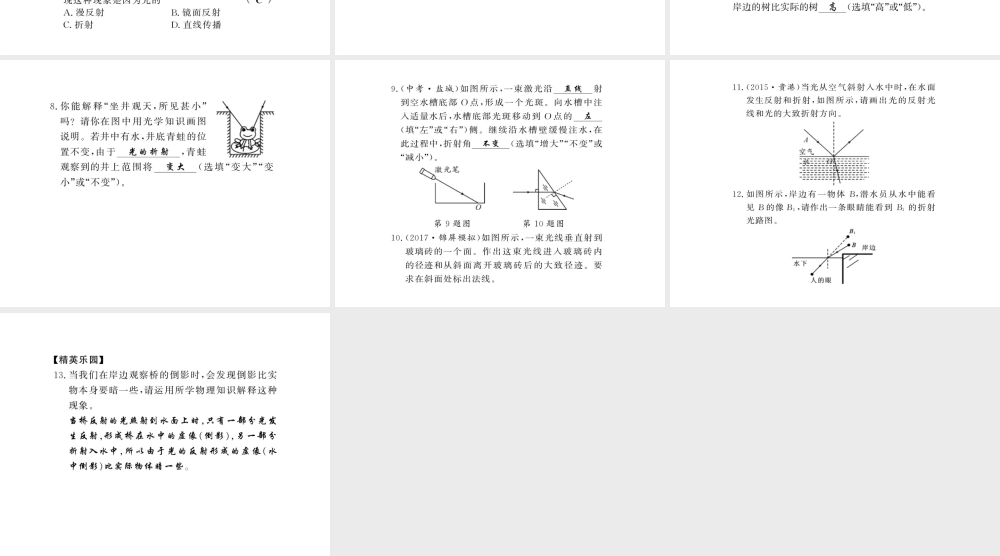 （黔东南专版）八年级物理上册 4.4 光的折射习题课件 （新版）新人教版-（新版）新人教版初中八年级上册物理课件