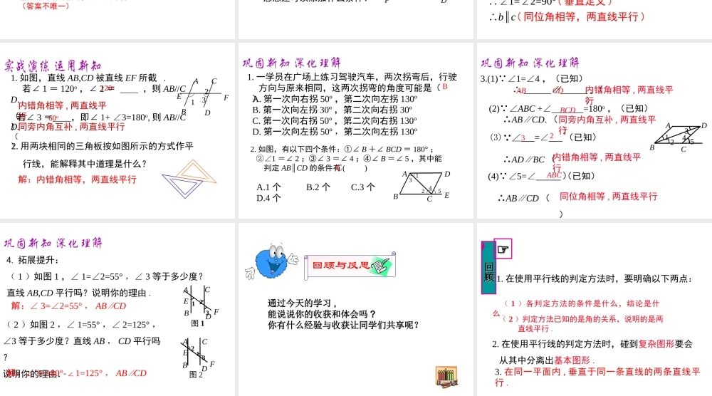 （黔西南专版）七年级数学下册 5.2 平行线及其判定 5.2.2 第2课时 平行线判定方法的综合运用课件 （新版）新人教版-（新版）新人教版初中七年级下册数学课件