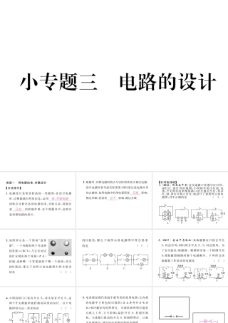 （黔西南地区）秋九年级物理全册 小专题3 电路的设计课件 （新版）新人教版-（新版）新人教版初中九年级全册物理课件
