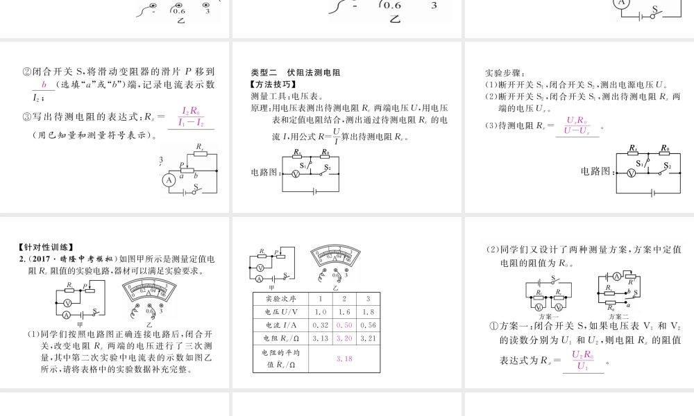 （黔西南地区）秋九年级物理全册 小专题4 巧测电阻课件 （新版）新人教版-（新版）新人教版初中九年级全册物理课件