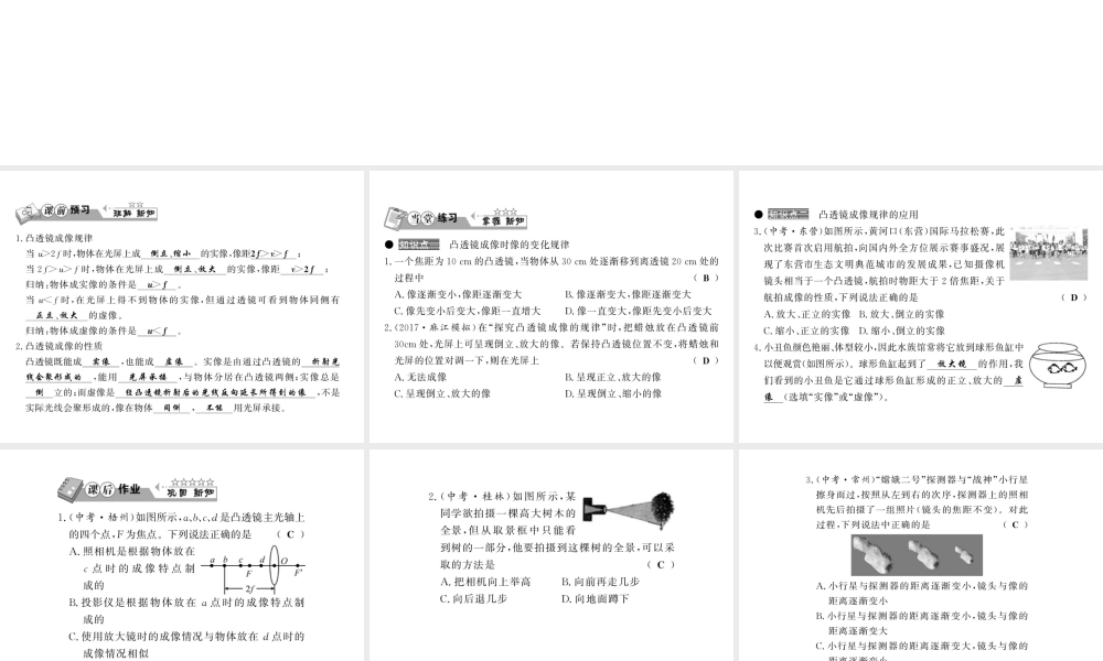 （黔东南专版）八年级物理上册 5.3 凸透镜成像规律 5.3.2 凸透镜成像规律的应用习题课件 （新版）新人教版-（新版）新人教版初中八年级上册物理课件