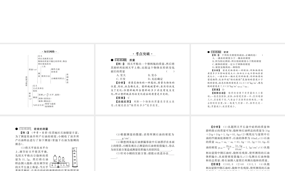（黔东南专版）八年级物理上册 6 质量和密度整理与复习课件 （新版）新人教版-（新版）新人教版初中八年级上册物理课件