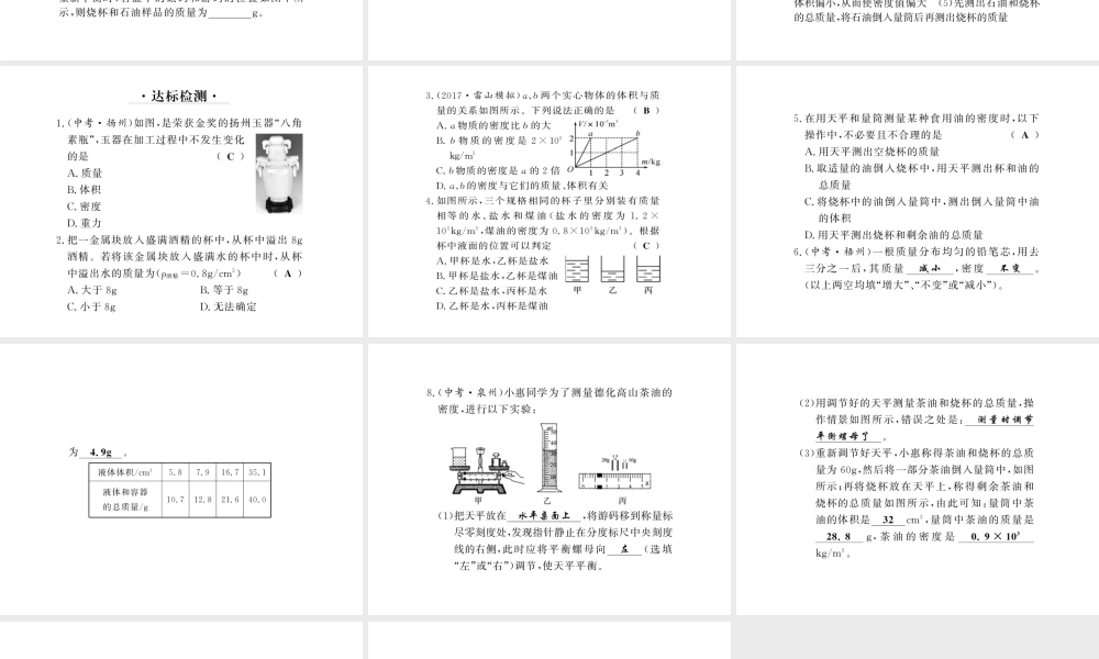 （黔东南专版）八年级物理上册 6 质量和密度整理与复习课件 （新版）新人教版-（新版）新人教版初中八年级上册物理课件