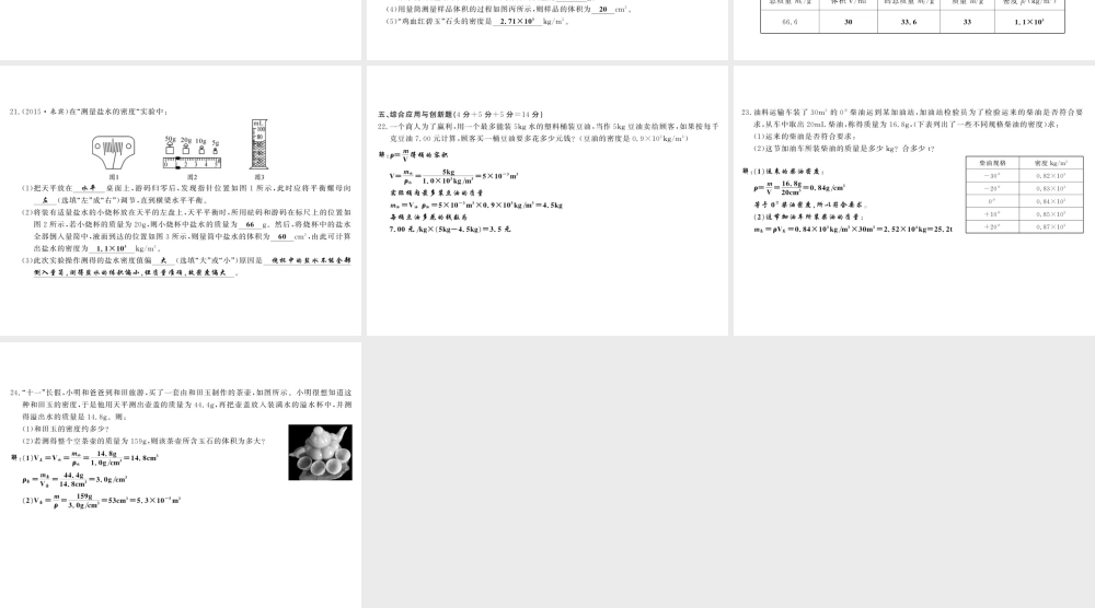 （黔东南专版）八年级物理上册 6 质量和密度综合测评卷课件 （新版）新人教版-（新版）新人教版初中八年级上册物理课件