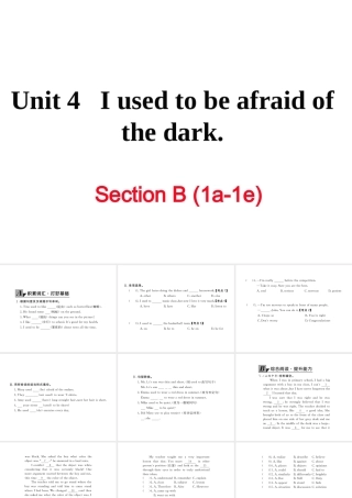 （黄冈专用）秋九年级英语全册 Unit 4 I used to be afraid of the dark Section B（1a-1e）习题讲评课件 （新版）人教新目标版-（新版）人教新目标版初中九年级全册英语课件