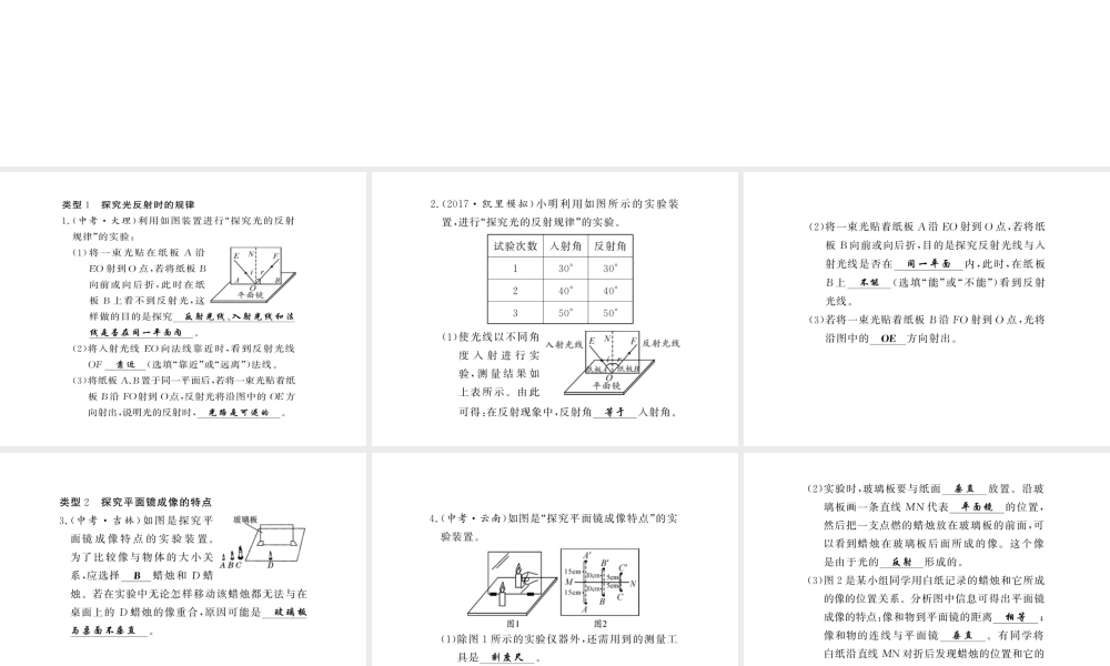 （黔东南专版）八年级物理上册 专题训练二 光学实验课件 （新版）新人教版-（新版）新人教版初中八年级上册物理课件