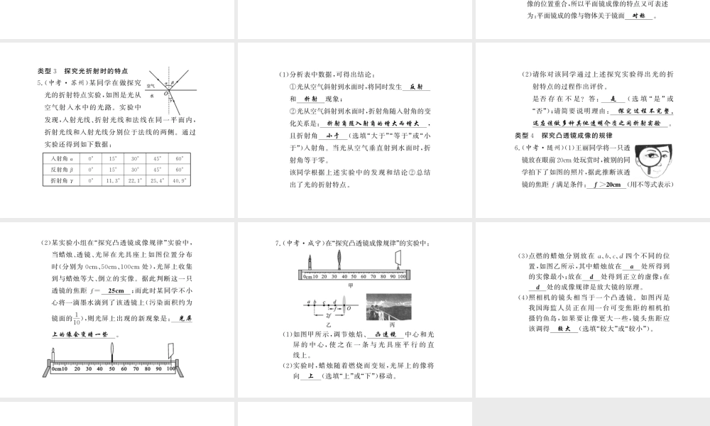 （黔东南专版）八年级物理上册 专题训练二 光学实验课件 （新版）新人教版-（新版）新人教版初中八年级上册物理课件