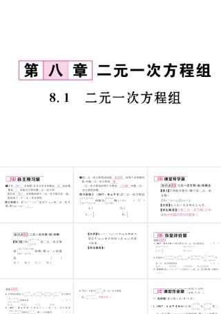 （黔西南专级数学下册 第8章 二元一次方程组 8.1 二元一次方程组作业课件 （新版）新人教版-（新版）新人教级下册数学课件