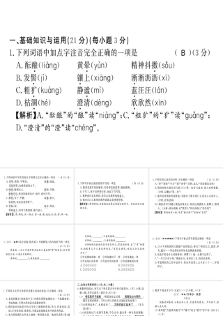 （黔东南专用）七年级语文上册 第一单元习题课件 新人教版-新人教版初中七年级上册语文课件