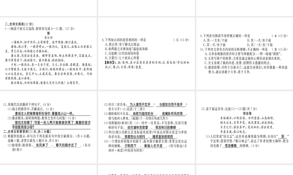 （黔东南专用）七年级语文上册 期末习题课件 新人教版-新人教版初中七年级上册语文课件