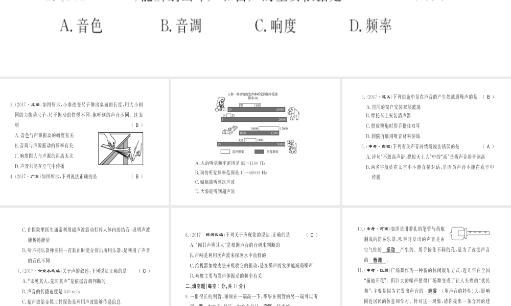 （黔东南专用）秋八年级物理上册 第二章 声现象测评卷习题课件 （新版）新人教版-（新版）新人教版初中八年级上册物理课件