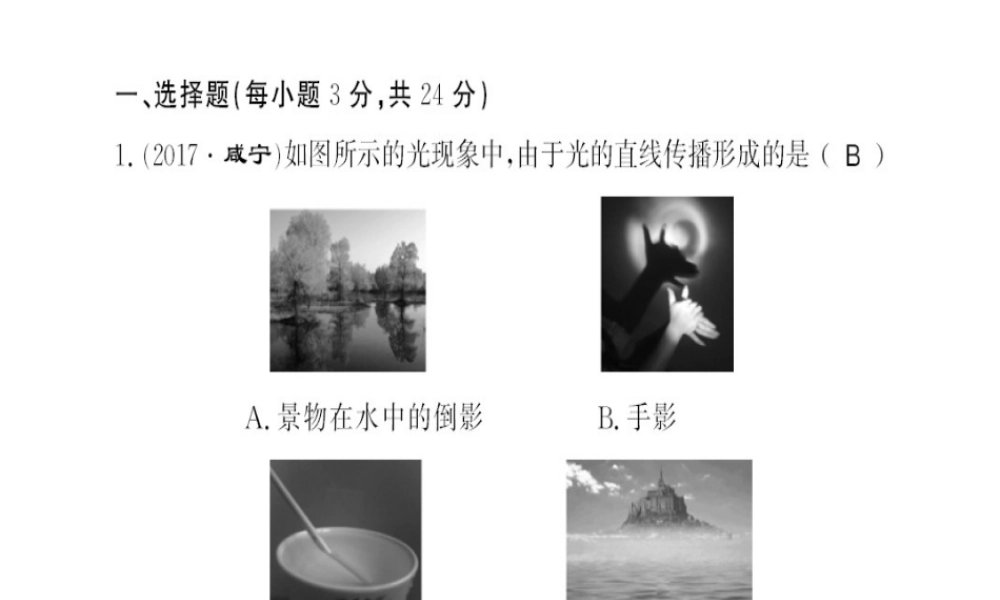 （黔东南专用）秋八年级物理上册 第四章 光现象测评卷习题课件 （新版）新人教版-（新版）新人教版初中八年级上册物理课件