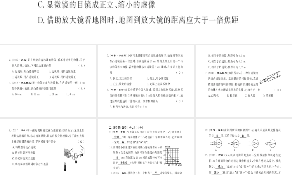 （黔东南专用）秋八年级物理上册 第五章 透镜及其应用测评卷习题课件 （新版）新人教版-（新版）新人教版初中八年级上册物理课件