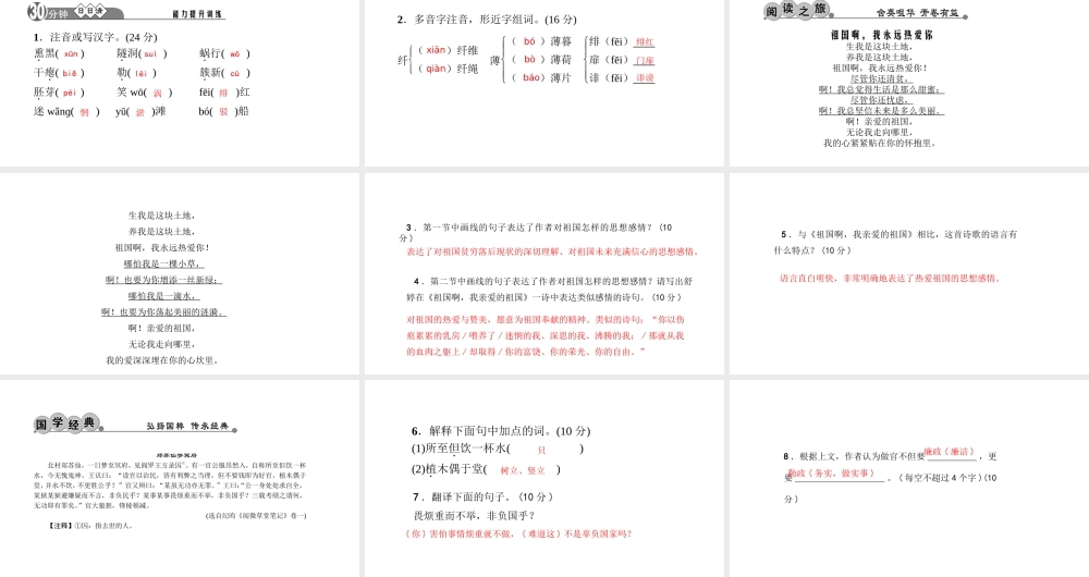 （黔西南专版）秋九年级语文下册 第一单元 3 祖国啊 我亲爱的祖国课件 新人教版-新人教版初中九年级下册语文课件
