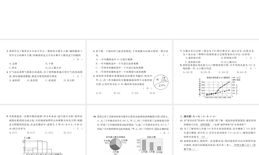 （黔西南专级数学下册 第10章 数据的收集整理与描述达标测试卷作业课件 （新版）新人教版-（新版）新人教级下册数学课件