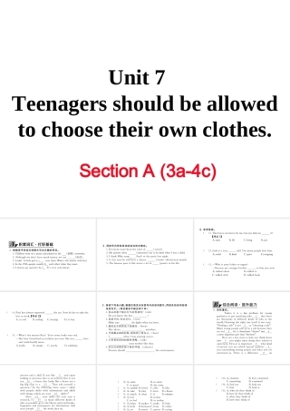 （黄冈专用）秋九年级英语全册 Unit 7 Teenagers should be allowed to choose their own clothes Section A（3a-4c）习题讲评课件 （新版）人教新目标版-（新版）人教新目标版初中九年级全册英语课件