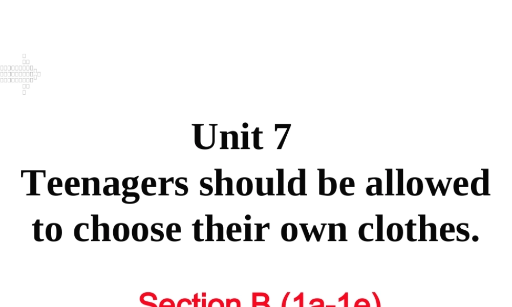 （黄冈专用）秋九年级英语全册 Unit 7 Teenagers should be allowed to choose their own clothes Section B（1a-1e）习题讲评课件 （新版）人教新目标版-（新版）人教新目标版初中九年级全册英语课件