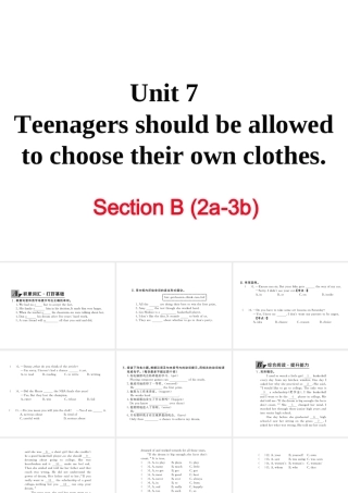 （黄冈专用）秋九年级英语全册 Unit 7 Teenagers should be allowed to choose their own clothes Section B（2a-3b）习题讲评课件 （新版）人教新目标版-（新版）人教新目标版初中九年级全册英语课件