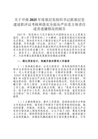关于开展2025年度基层党组织书记抓基层党建述职评议考核和落实全面从严治党主体责任述责述廉情况的报告