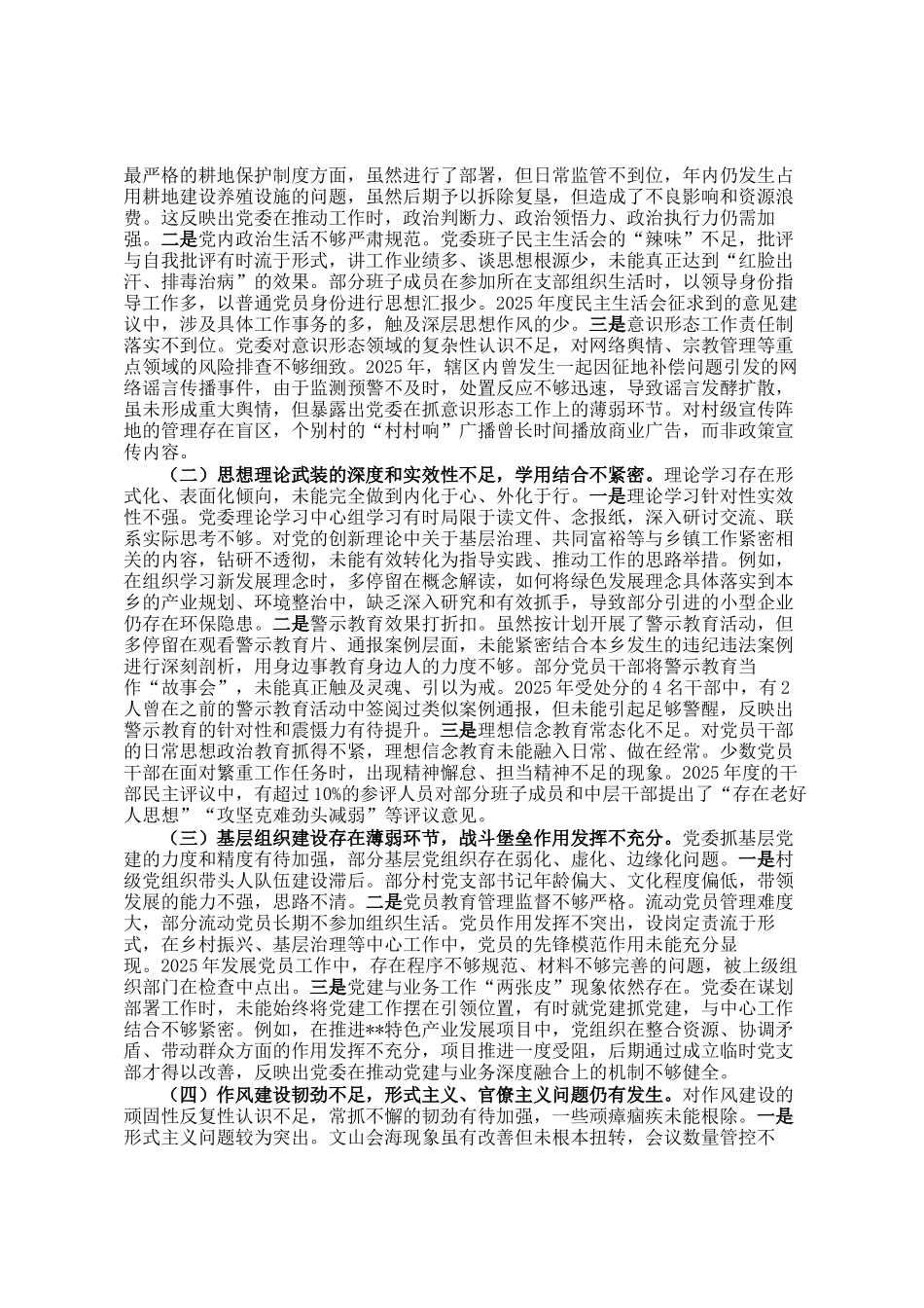 关于乡党委2025年以来落实全面从严治党主体责任情况的自查报告_第2页