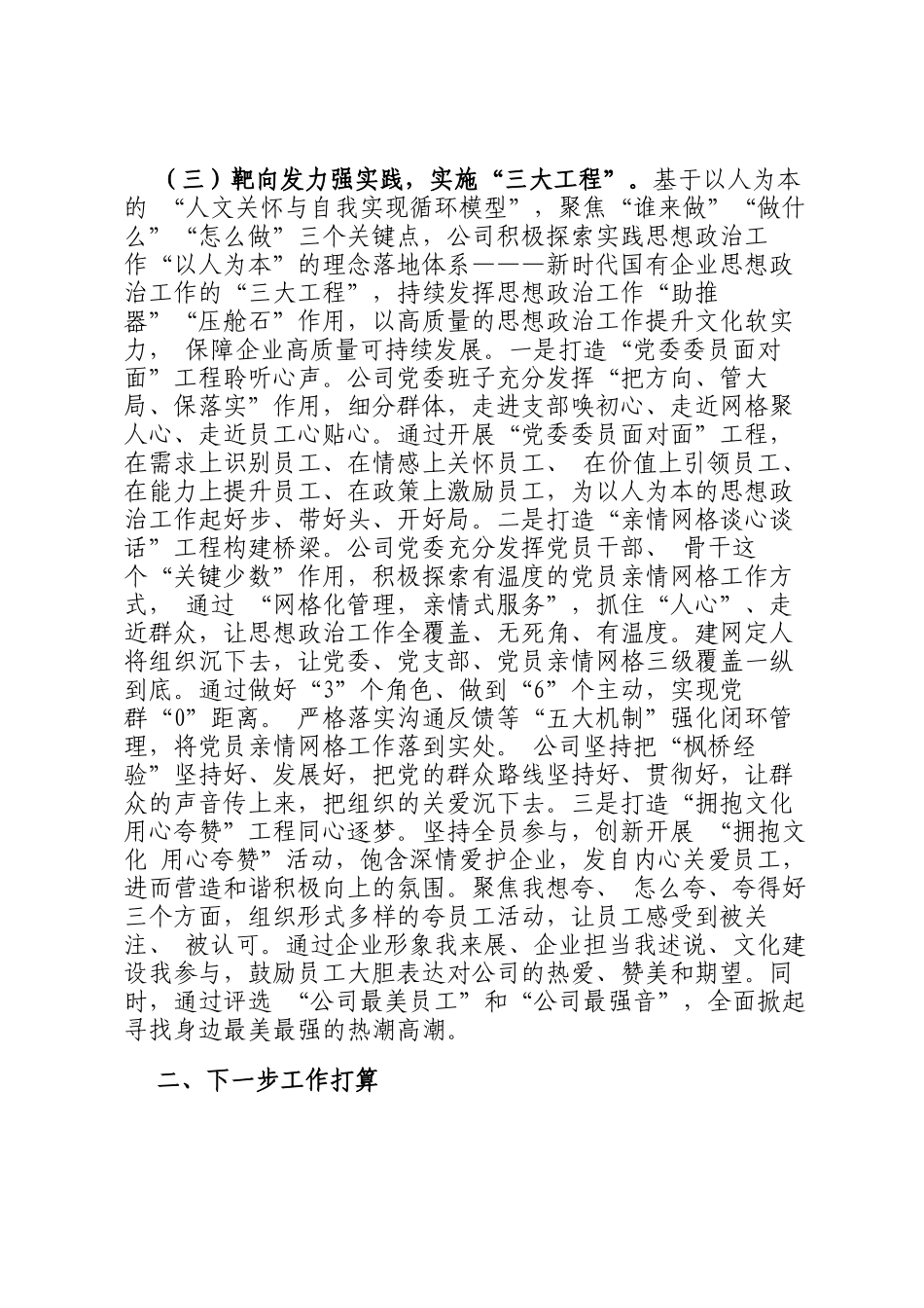 国企党委2025年思想政治工作总结_第3页