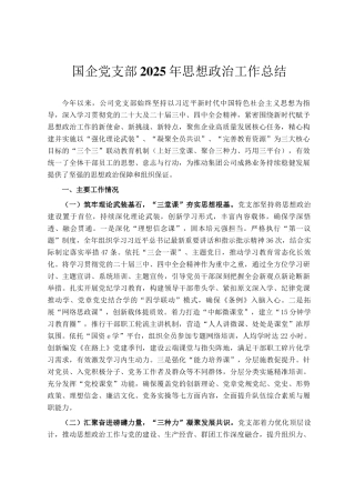 国企党支部2025年思想政治工作总结