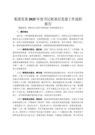 集团党委2025年度书记抓基层党建工作述职报告