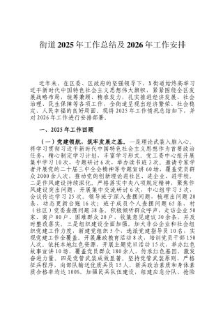 街道2025年工作总结及2026年工作安排