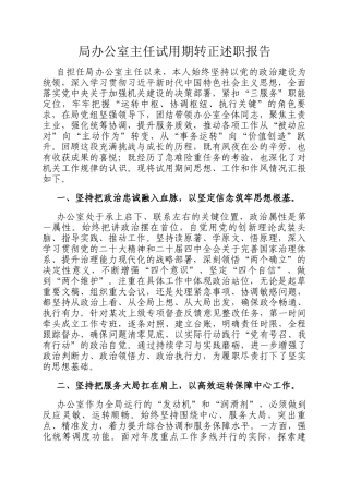 局办公室主任试用期转正述职报告