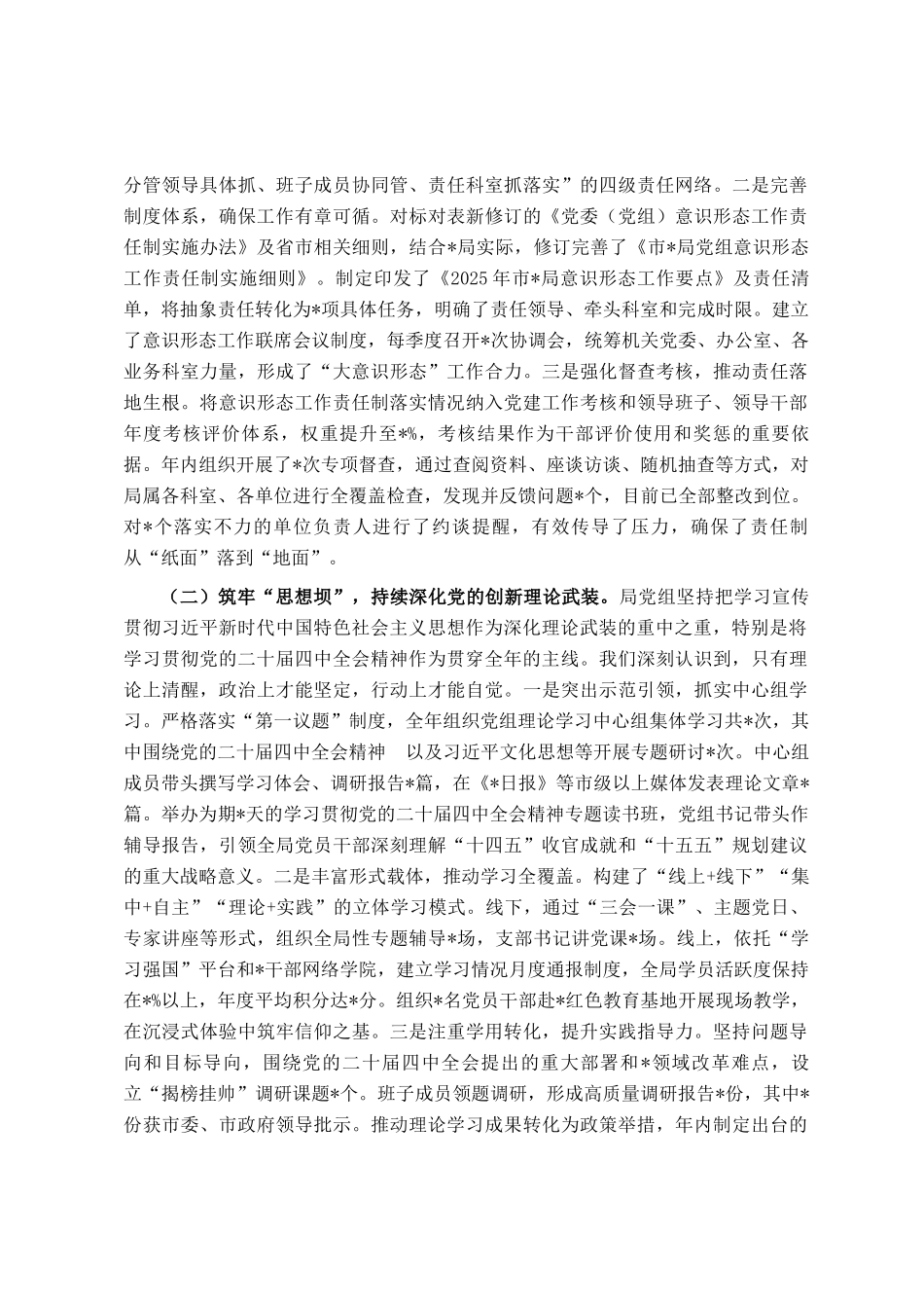 局党组关于2025年度落实意识形态工作责任制情况的报告_第2页