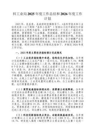 科工业局2025年度工作总结和2026年度工作计划