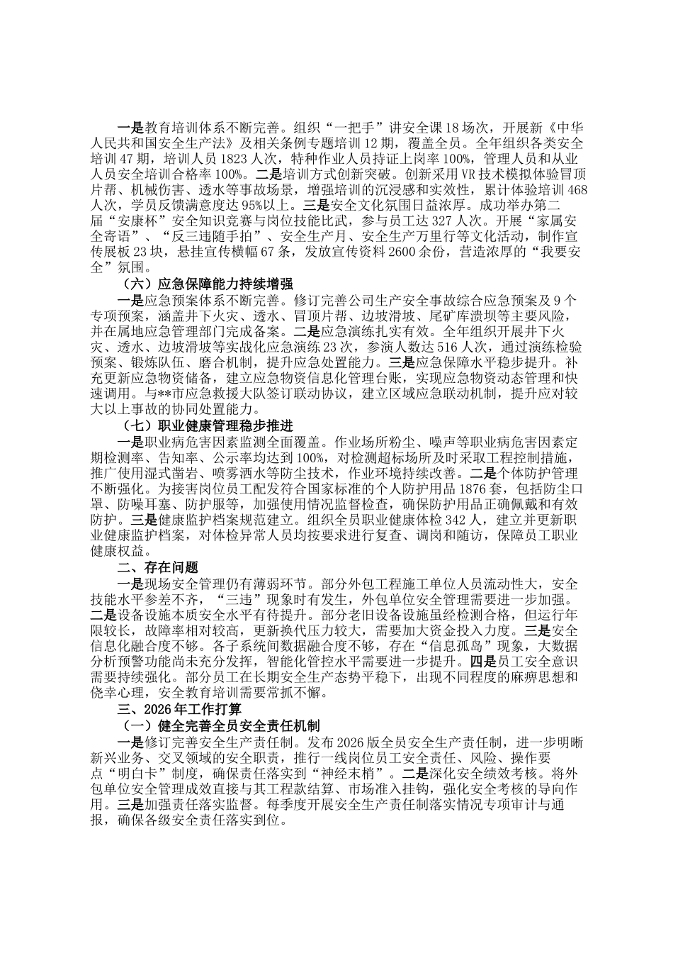矿业有限公司2025年安全生产工作总结_第2页