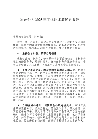 领导个人2025年度述职述廉述责报告